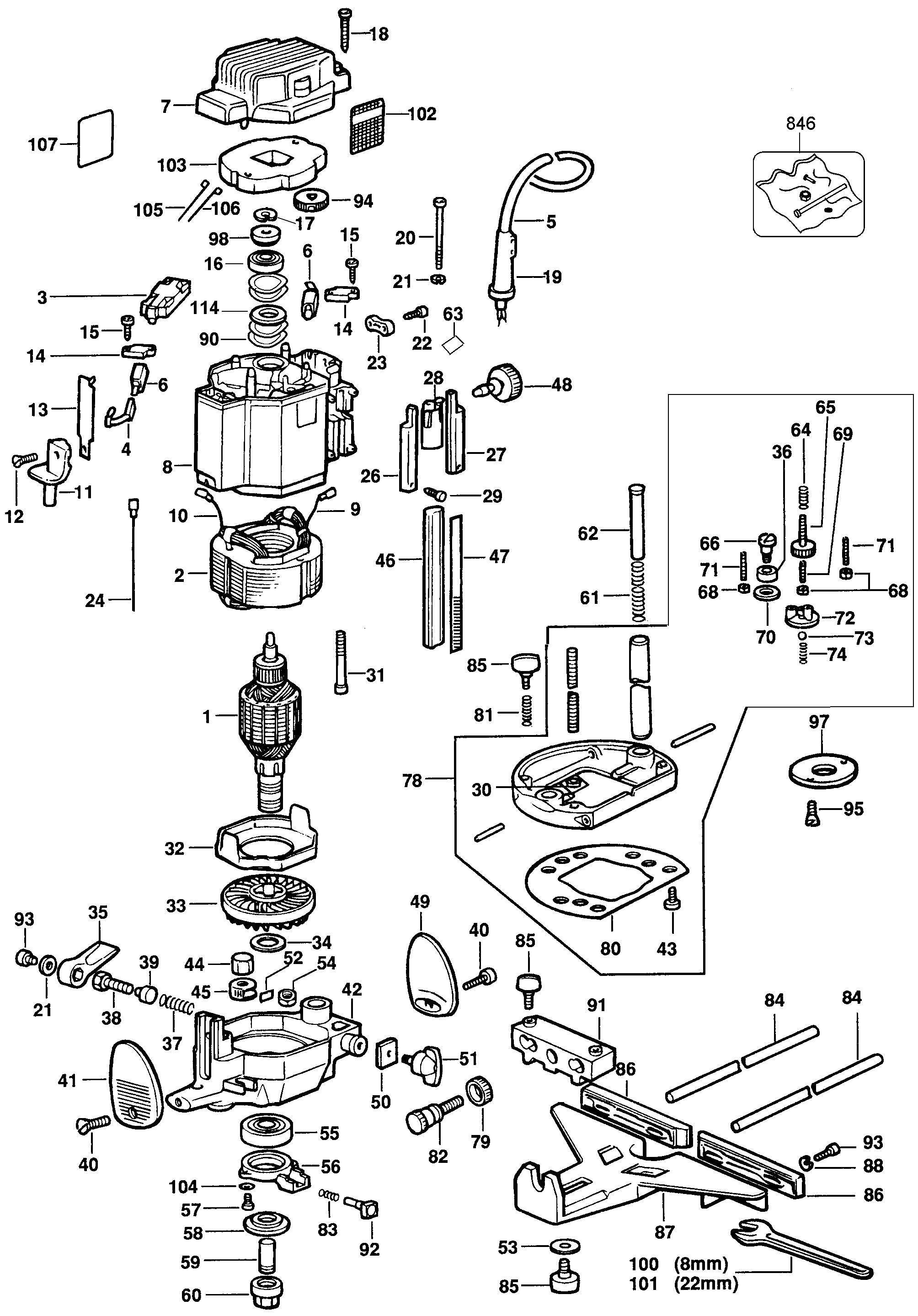 Page A Diagram and Parts List for 3338-2 3 Black and Decker Router